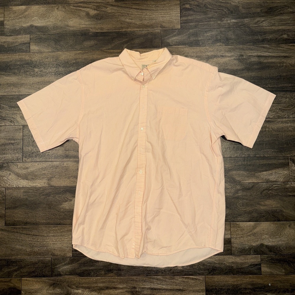 LL Bean Button-Down Polo Shirt Shortsleeve Striped Men's Size XL Traditional Fit